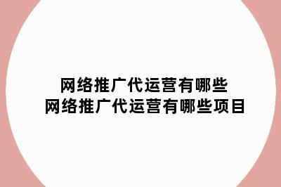 网络推广代运营有哪些 网络推广代运营有哪些项目